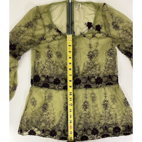 BKE Women’s Green Whimsy Goth Sheer Lace Bell Sleeve Babydoll Top Fairy Sz S - Picture 7 of 9